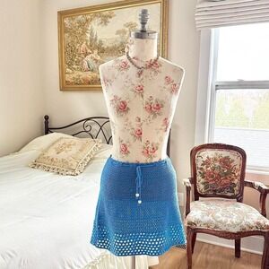 blue crochet mini skirt size XL